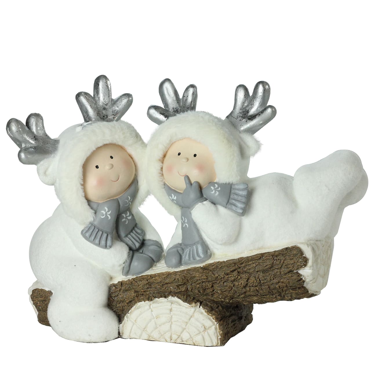18.5" White Winter Smiling Children on Seesaw Decoration